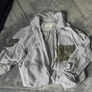 Vintage Havana Striped Long Sleeve Top with Patch